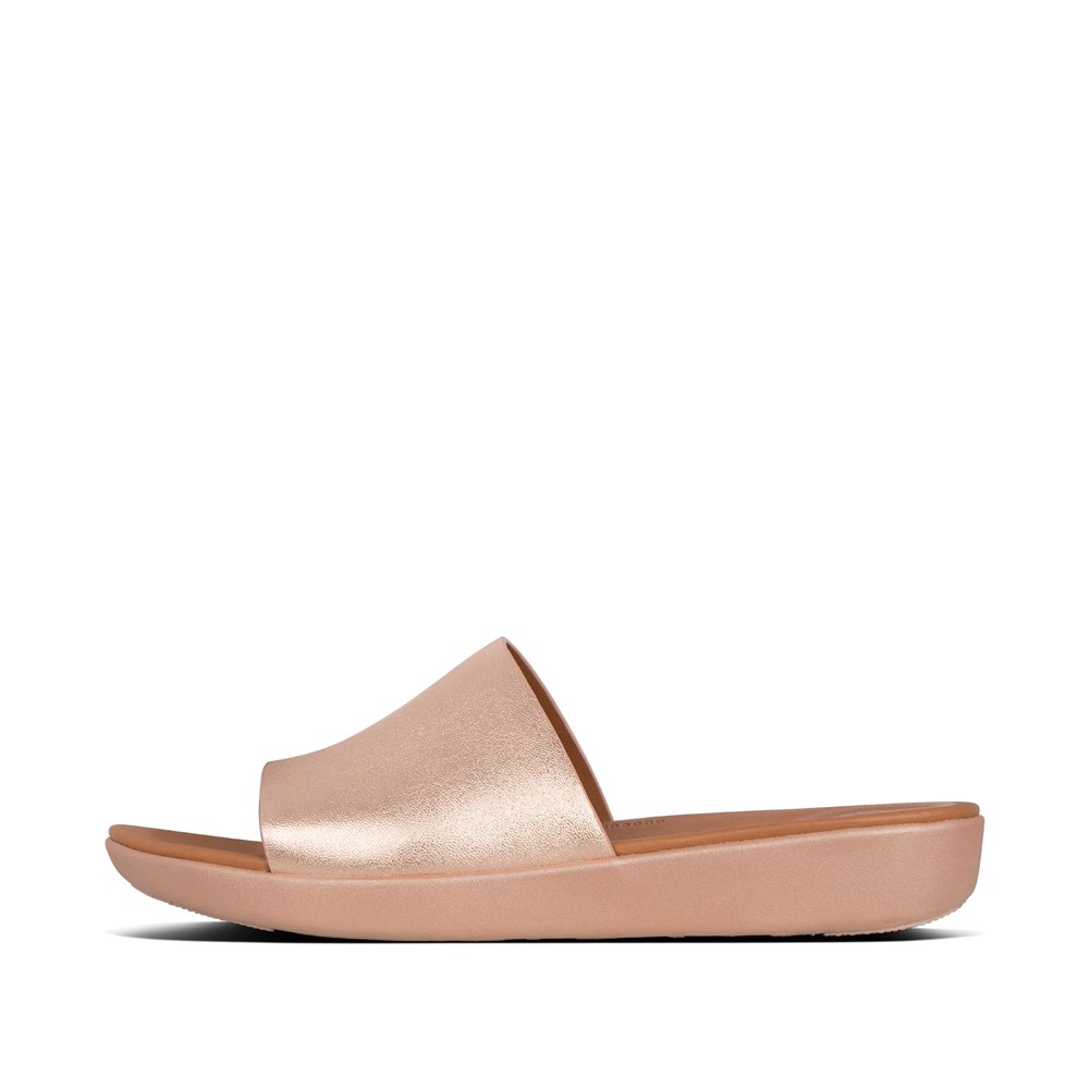 Fitflop Womens Slides - Sola Leather - Rose Gold - 629-EUZXFA